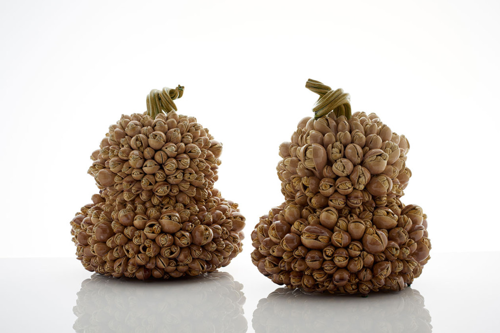 Pair of Large Snapdragon Gourds - <p>Crystalline-glazed stoneware</p>
